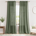 Olive Green Linen Curtains 102 Inches Long by Nanspring