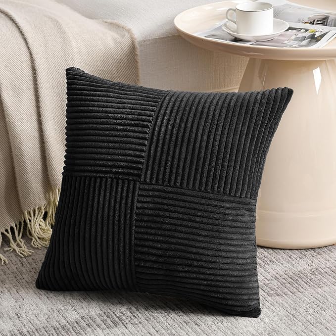 Fancy Homi 2 Packs Black Decorative Throw Pillow Covers 20x20 Inch - Image 2