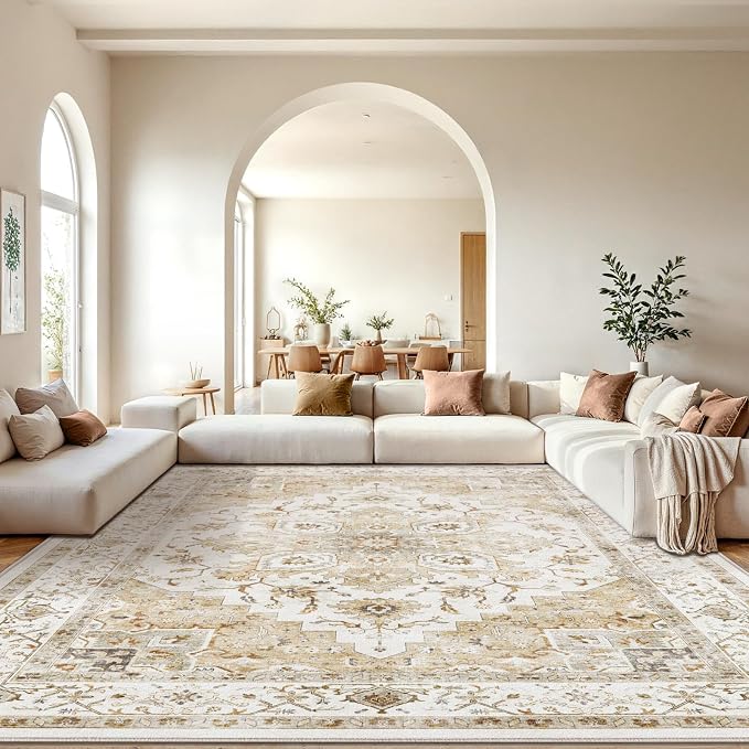 AMADA HOMEFURNISHING 10x14 Washable Area Rug, Low-Profile Large Area Rug by AMADAHOMEFURNISHING