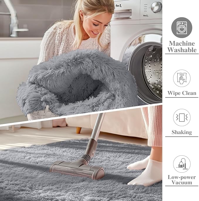 OLANLY 6x6 Area Rugs for Living Room Bedroom, Machine Washable Soft Fluffy - Image 2