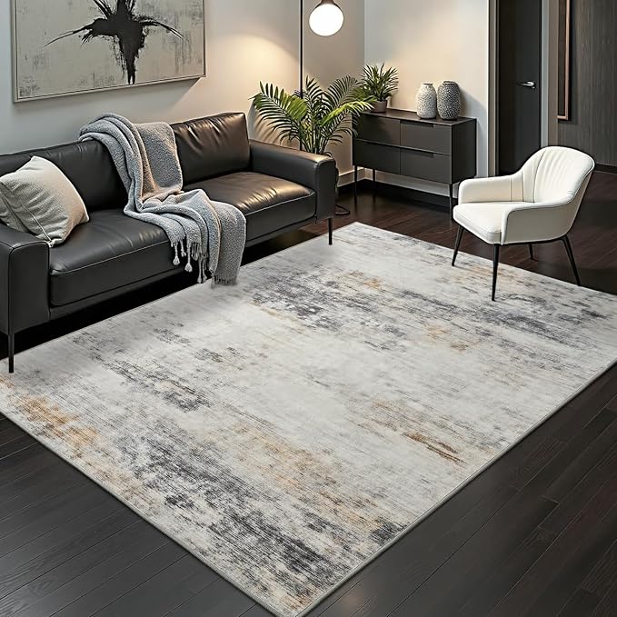 Toneed Abstract Area Rug Modern Washable Rug Soft Non Slip Rug Low Pile by Toneed