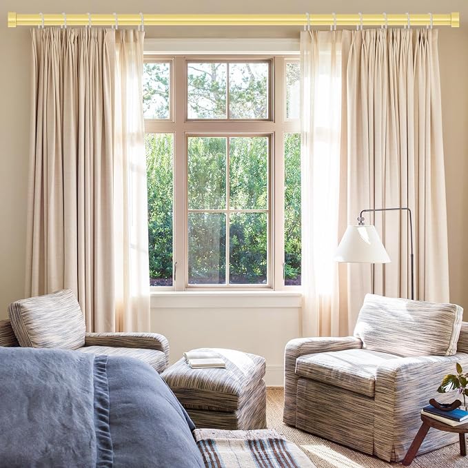 VOIIY Gold Curtain Rods for Windows 28 to 48 Inch, Size:30-60 Inch - Image 2