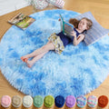 Amdrebio Tie-Dyed Light Blue Round Circle Rug 4Ft by Amdrebio