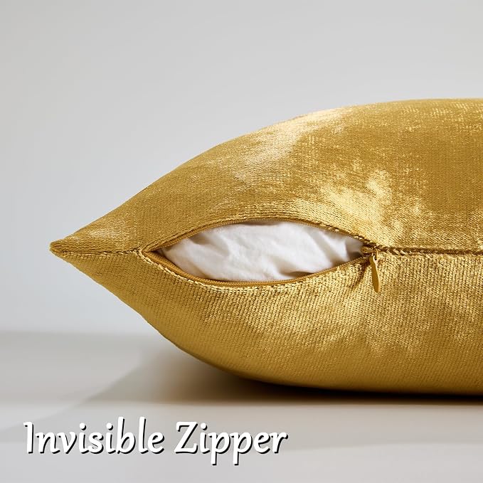 GIGIZAZA Gold Velvet Decorative Throw Pillow Covers 24x24 - Image 4