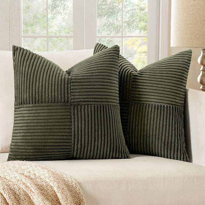 MIULEE Olive Green Decorative Euro Sham Pillow Covers 24x24 Inch by MIULEE