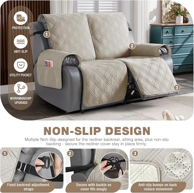 TAOCOCO 100% Waterproof Oversized Recliner Loveseat Cover, Non Slip Extra Wide - Image 3