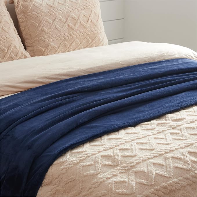 Bedsure GentleSoft Navy Blue Throw Blanket - Image 9
