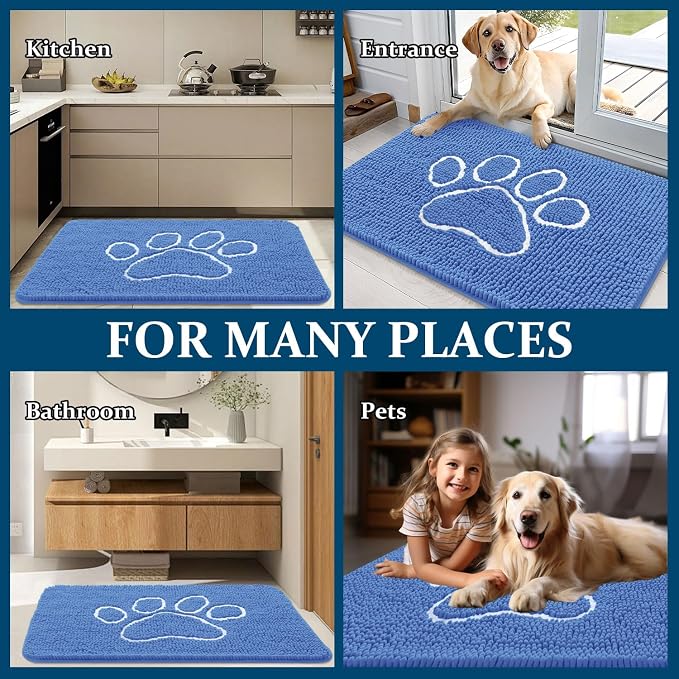 OLANLY Dog Door Mat for Muddy Paws 30x20, Paw Print Design, Absorbs Moisture - Image 8