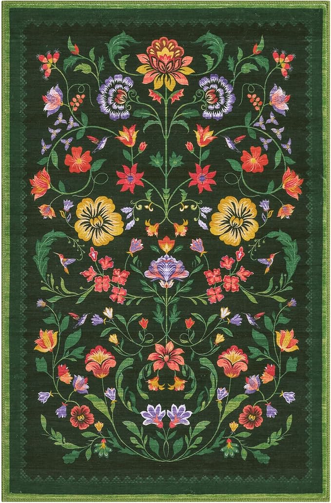GarveeHome Protea Floral Rug for Entryway 2x3 Rugs Machine Washable Boho Small - Image 4