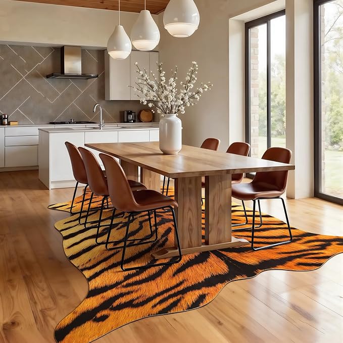 AROGAN Premium Tiger Print Rug 6.2x7 Feet, Machine Washable Faux Fur Rug - Image 5