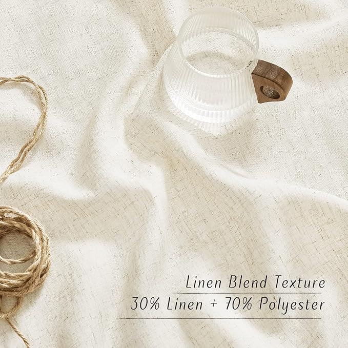 NICETOWN Natural Linen Cafe Curtains 45 inch Length, Thick Flax Linen Window - Image 3