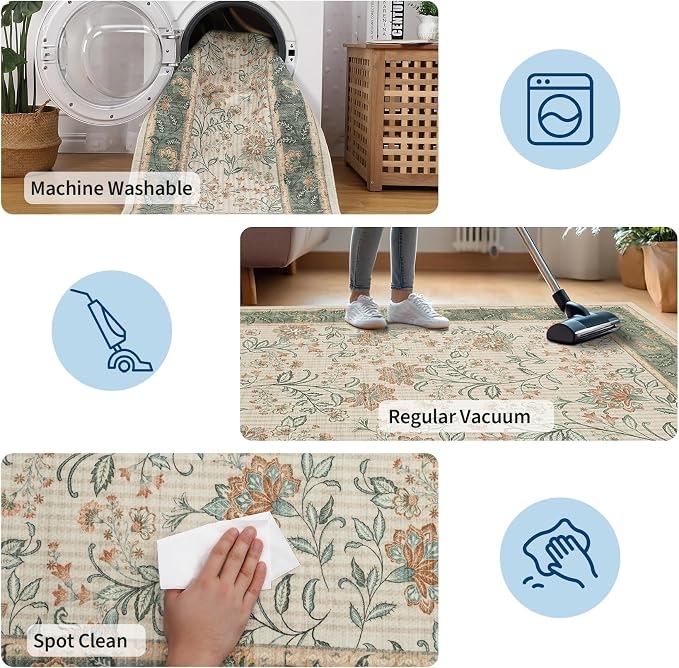 GarveeHome 10x13 Large Living Room Rug Sage Green Washable Area Rug Soft | Non - Image 6