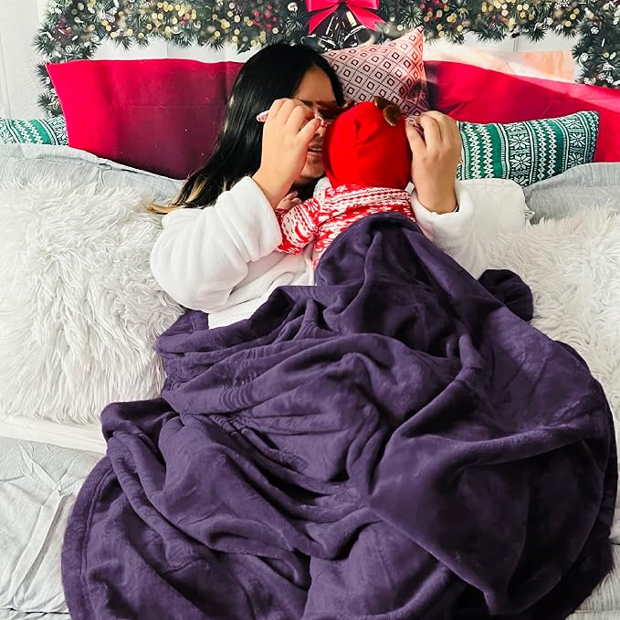 Bedsure GentleSoft Fleece Throw Blanket Purple - Image 6