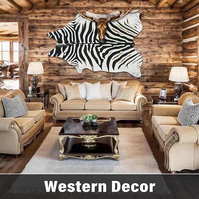 AROGAN Western Faux Fur Zebra Rug, 4.6 x 5.2 Feet Premium Animal Skin Print Rug - Image 5