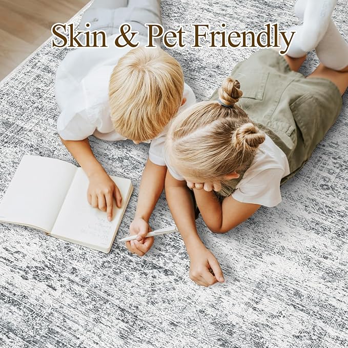 10x14 Area Rugs for Living Room, Non Slip Machine Washable Vintage Rugs - Image 3