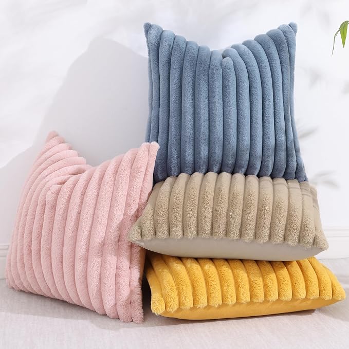 decorUhome Cozy Faux Fur Throw Pillow Covers 18x18 Set of 2 Decorative Soft - Image 5