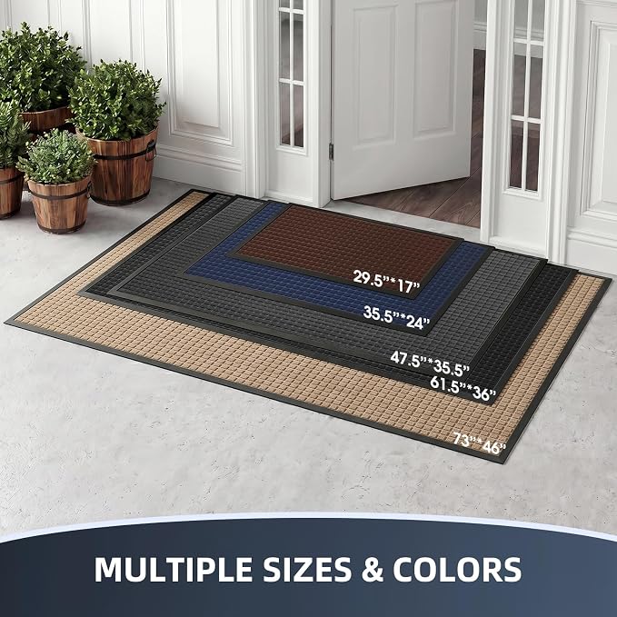 Front Door Mat Outside Entrance, Heavy Duty Waterproof Doormat | 61.5"x36" - Image 2