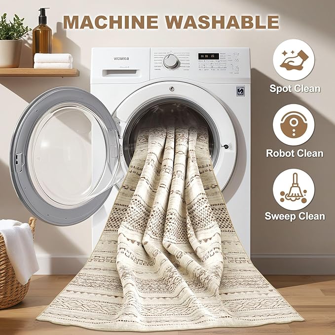 Nakagishi Runner Rug Kitchen Washable Rugs: 2x6 Non-Slip Boho Soft Modern Stain - Image 2