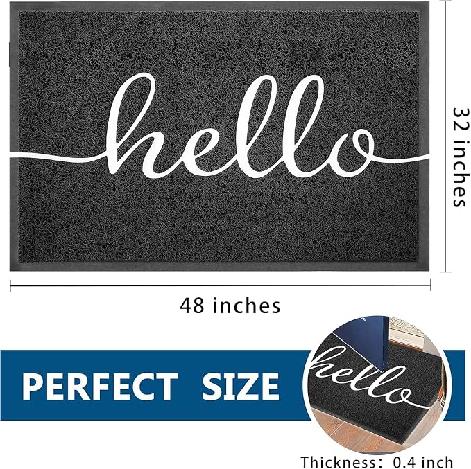 EARTHALL Funny Hello Mats Outside/Inside 48"x32", Front Door Mat Outdoor - Image 2