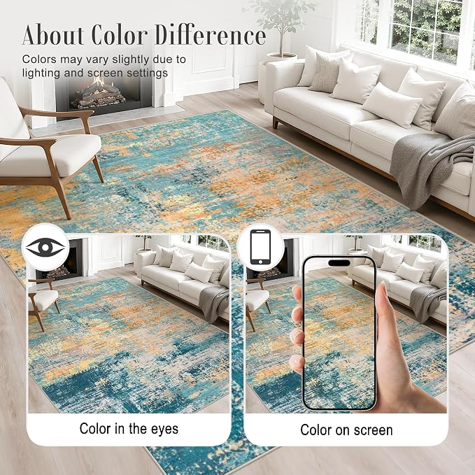 3x10 Washable Runner Rug：Modern Abstract Soft Carpet Rosy Haze | - Image 4