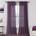 Nanspring Plum Linen Curtains 96 Inches Long 2 Panels Set by Nanspring