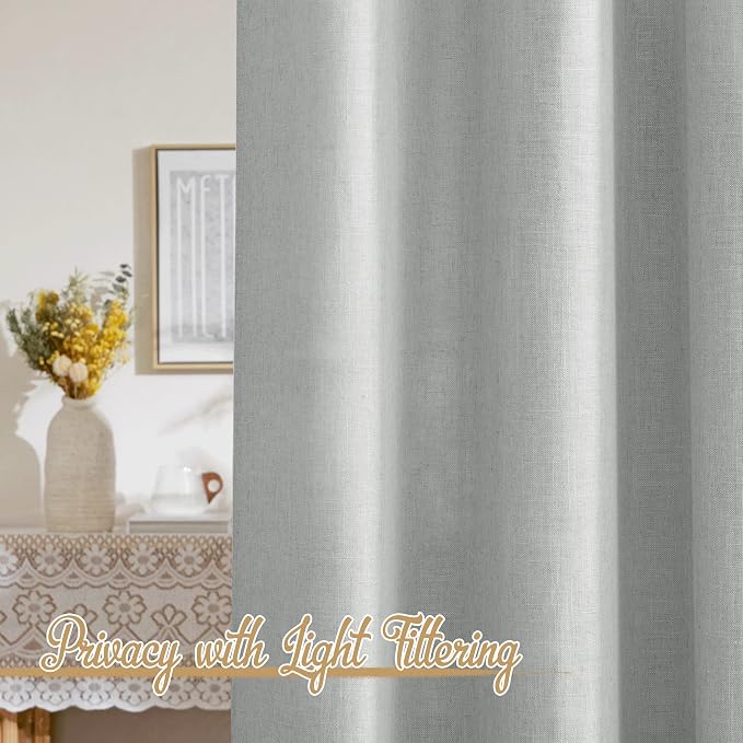 NICETOWN Linen Light Gray Curtains - Image 5