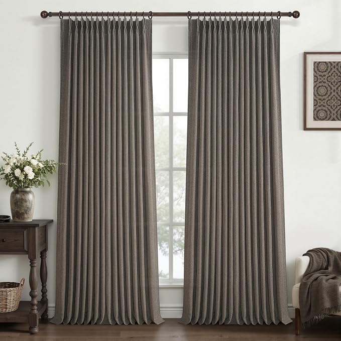 Chocolate Tart Pinch Pleat 90 Inch Bedroom Curtains 2 Panels Set, Memory Shape by PleatedDrapes