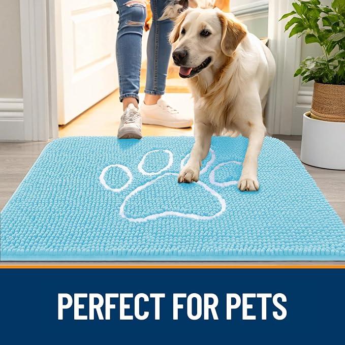 OLANLY Dog Door Mat for Muddy Paws 24x16, Paw Print Design, Absorbs Moisture - Image 6