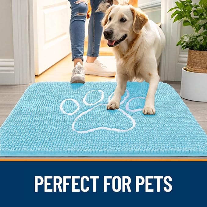 OLANLY Dog Door Mat for Muddy Paws 40x32, Paw Print Design, Absorbs Moisture - Image 6
