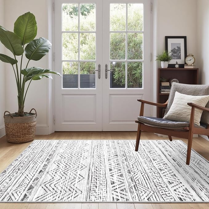 3x5 Washable Entryway Area Rug: Modern Moroccan Small Runner Rug Indoor Soft - Image 9