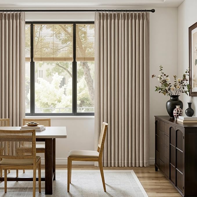 MIULEE Pinch Pleated Thick Linen Curtains 102 Inches Long 2 Panels - Image 5