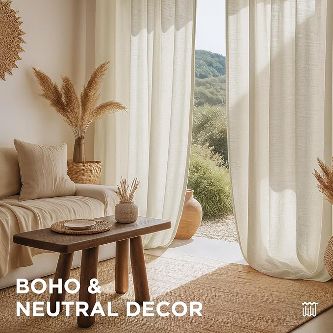 Joydeco Linen Curtains for Living Room, Light Filtering Rod Pocket Back Tab - Image 7