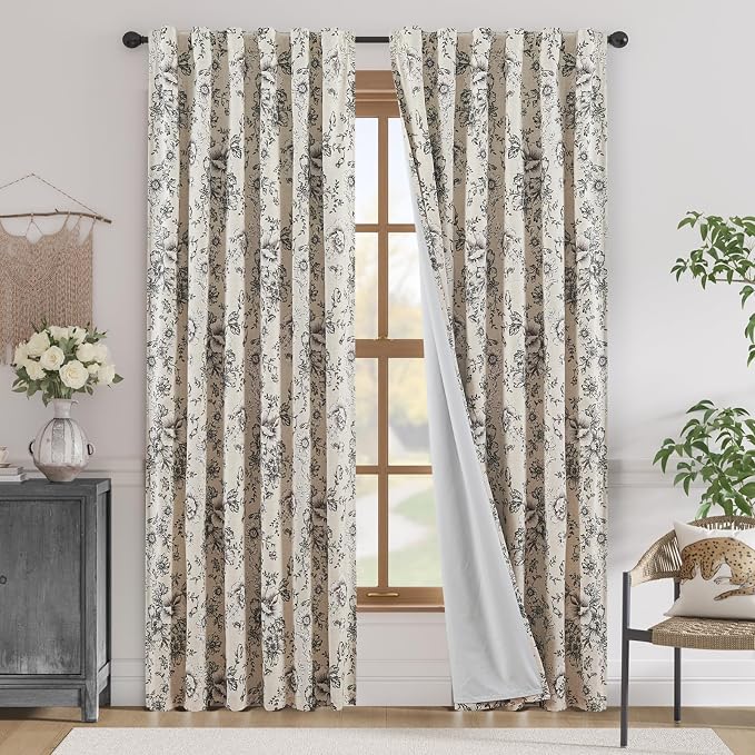 jinchan Blackout Floral Curtains by JINCHAN