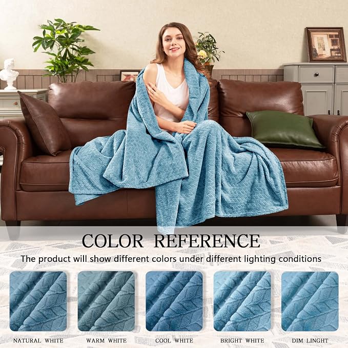 inhand Blue Throw Blanket, Super Soft Flannel Cozy Blankets & Throw - Image 7