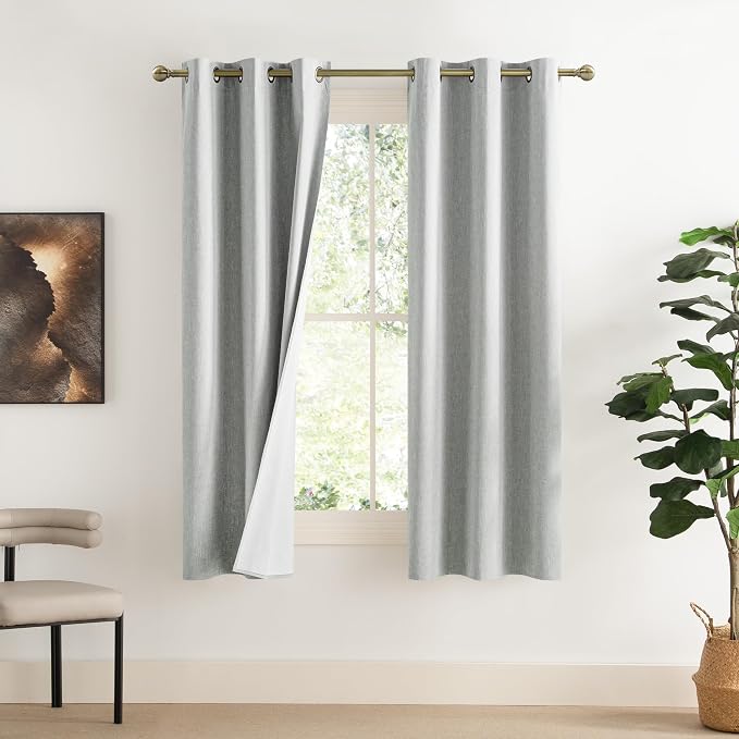 NICETOWN Grey Noise and Lights Block Out Curtains, 2 Panels, 34-inch W by by NICETOWN
