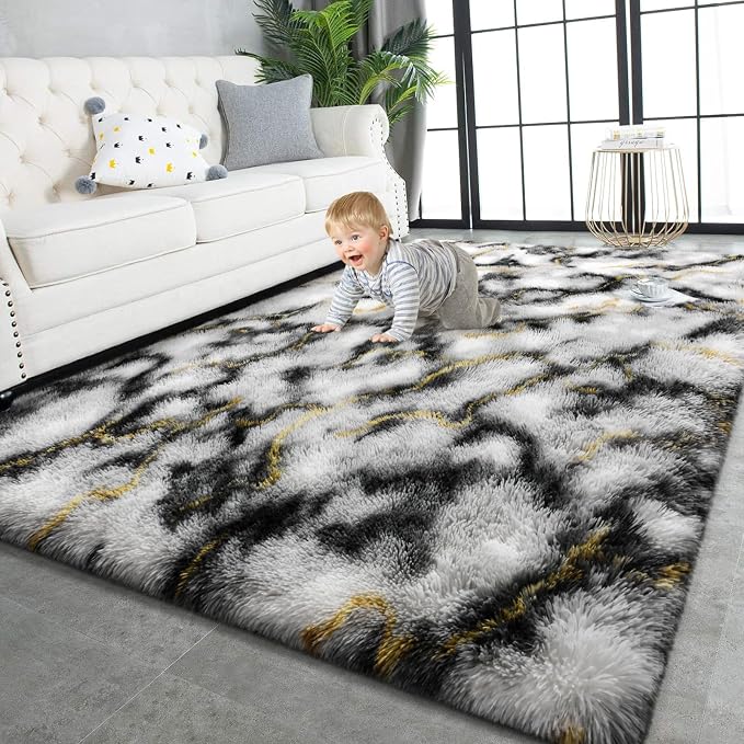 TWINNIS Super Soft Shaggy Rugs Fluffy Carpets, 4x5.9 Feet, Indoor Modern Plush by TWINNIS