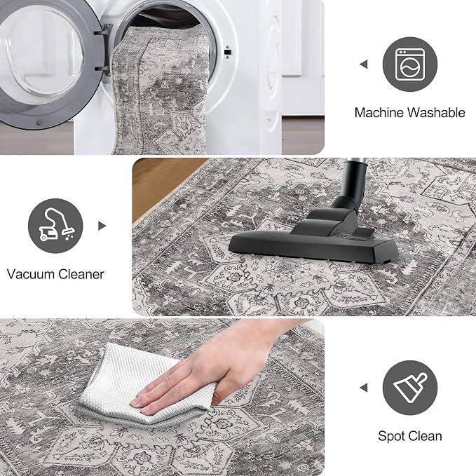 Yamaziot Washable Runner Rug, 2x10 Non-Slip Boho Vintage Hallway Rug Runner - Image 6