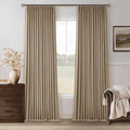 Light Brown Pinch Pleated 100% Blackout Linen Bedroom 96 Inch Curtains | Double by Twodrapes