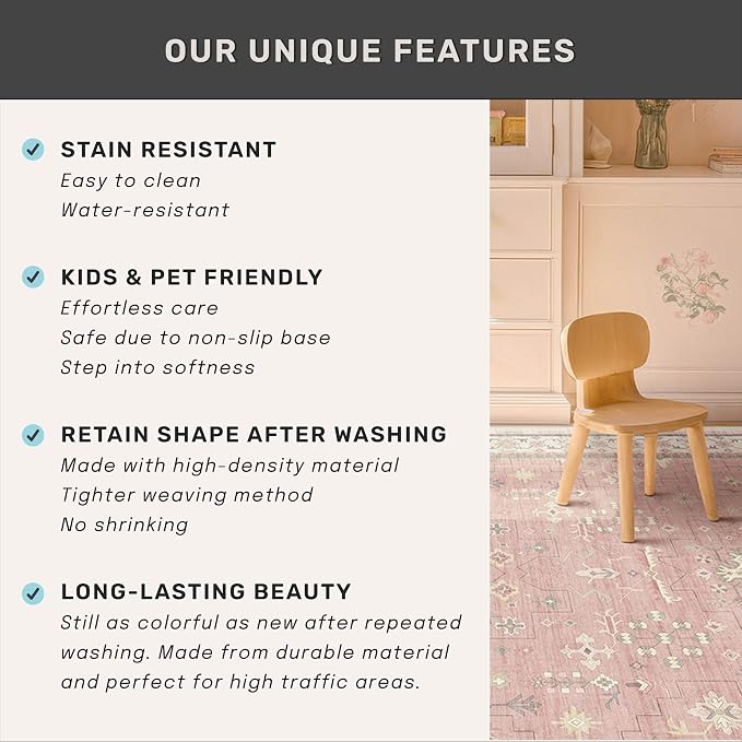 Blush Pink Girls Rugs for Bedroom - Image 7