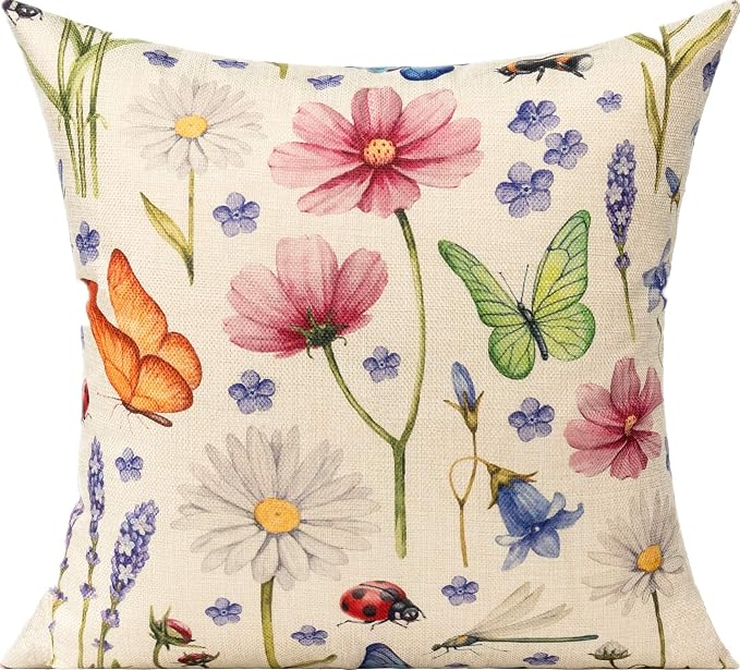 All Smiles 16 x 16 Throw Pillow Covers Outdoor Spring Summer Garden Flowers - Image 4