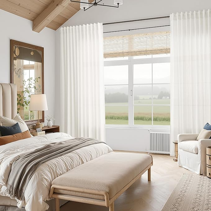 Nanspring Neutral Linen Curtains 102 Inches Long - Image 8