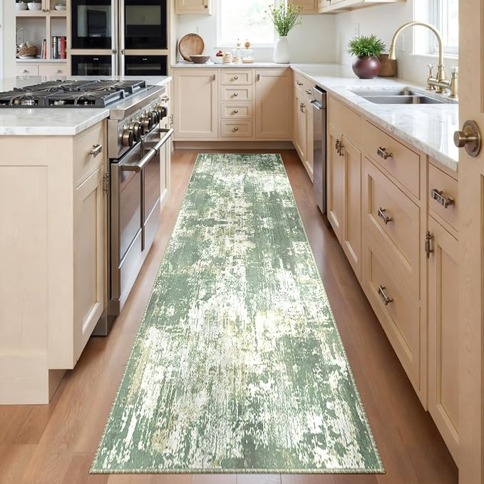 Washable Area Rugs 2'x6' Non-Slip Modern Abstract Soft by RELEANY