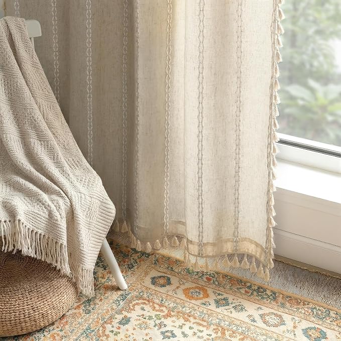 Boho Light Filtering Curtains 2 Panels 84 Inch - Image 2