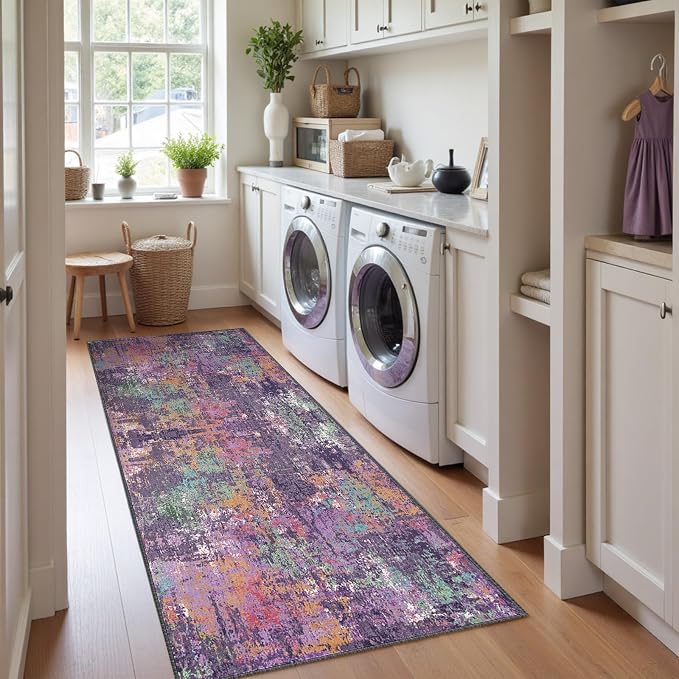 Washable Area Rugs 2'x6' Non-Slip Modern Abstract Soft - Image 3