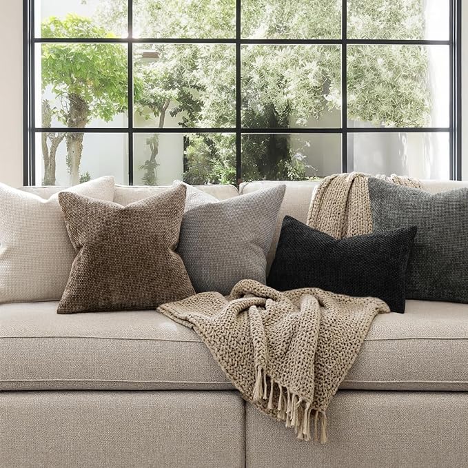 MIULEE Decorative Couch Throw Pillow Covers 20x20 Inch Brown 2 Pack | Modern - Image 3
