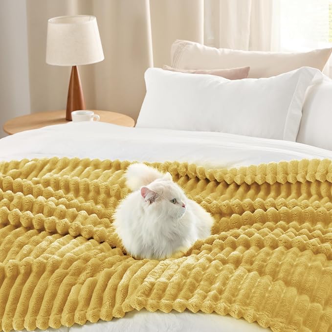 Bedsure GentleSoft Yellow California King Size Blanket - Image 4