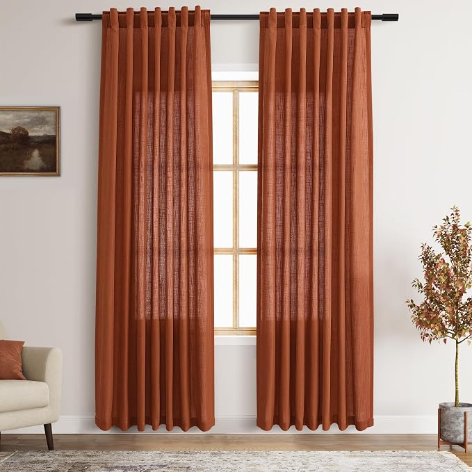 Nanspring Terracotta Curtains 80 Inches Length by Nanspring