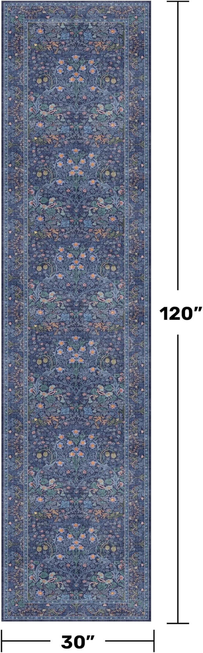 Dark Blue 2'6" x 10' Long Runner Rugs - Image 2