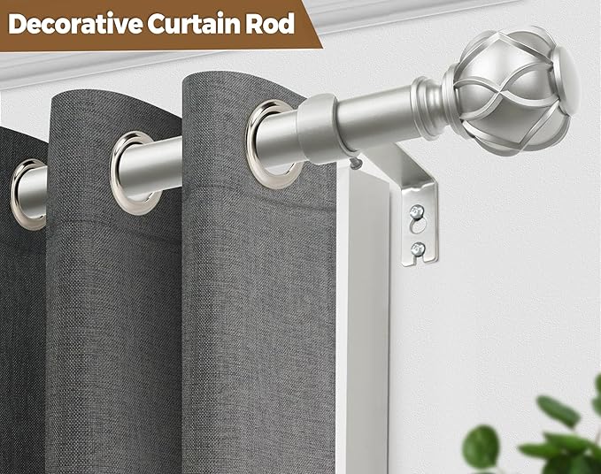 KAMANINA Curtain Rods for Windows 48 to 84 Inch, Antique Silver Heavy Duty - Image 5
