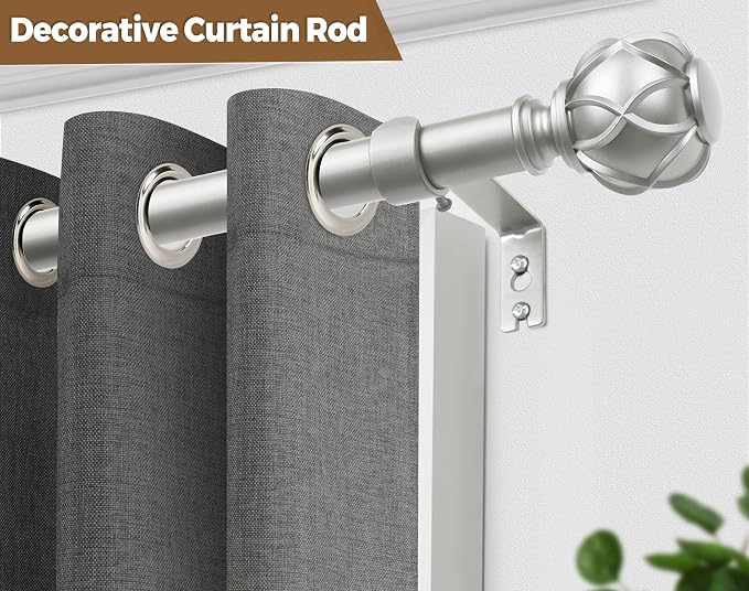 KAMANINA 2 Pack Curtain Rods for Windows 48 to 84 Inch, Antique Silver Heavy - Image 5